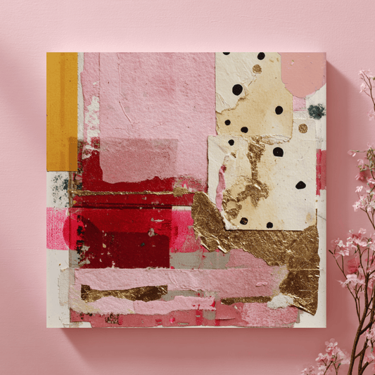 Pink Abstract Texture Wall Art, Modern Collage Canvas Print, Contemporary Mixed Media Poster, Minimalist Pink Home Decor, Artistic Abstract Artwork