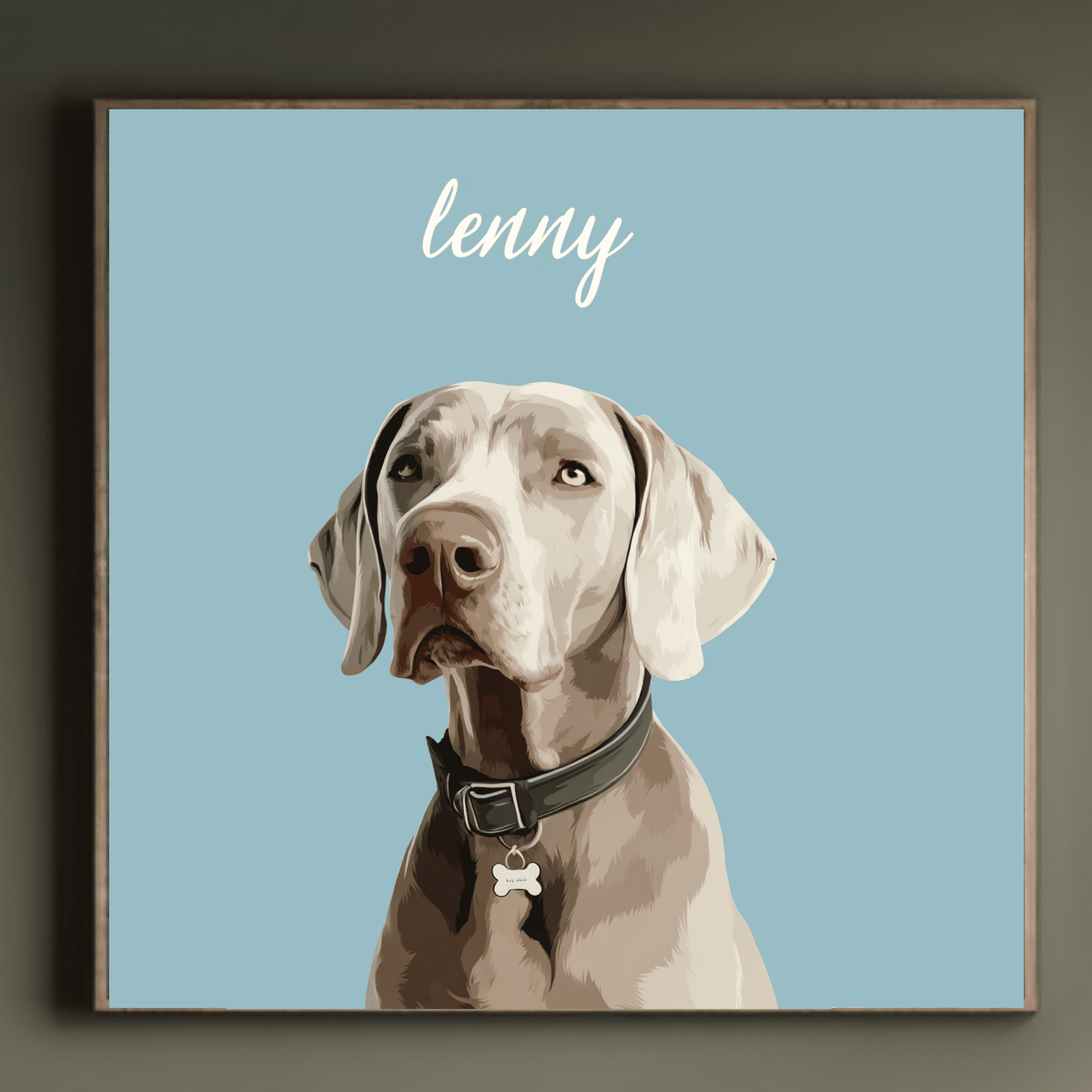 Weimaraner Dog Digital Illustration, Modern Pet Portrait Wall Art, Personalized Dog Canvas Print, Minimalist Puppy Home Decor, Contemporary Animal Artwork
