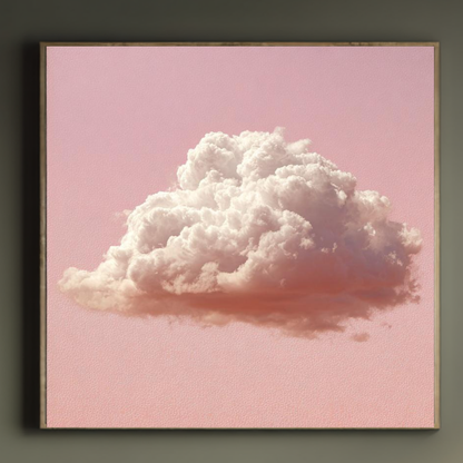 Pink Cloud Fluid Abstract Wall Art, Framed Pastel Fluid Pour Print, Modern Living Room Decor, Large Canvas Poster, Contemporary Home Art