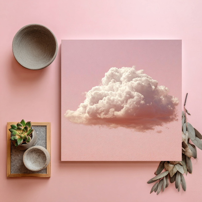 Pink Cloud Fluid Abstract Wall Art, Framed Pastel Fluid Pour Print, Modern Living Room Decor, Large Canvas Poster, Contemporary Home Art
