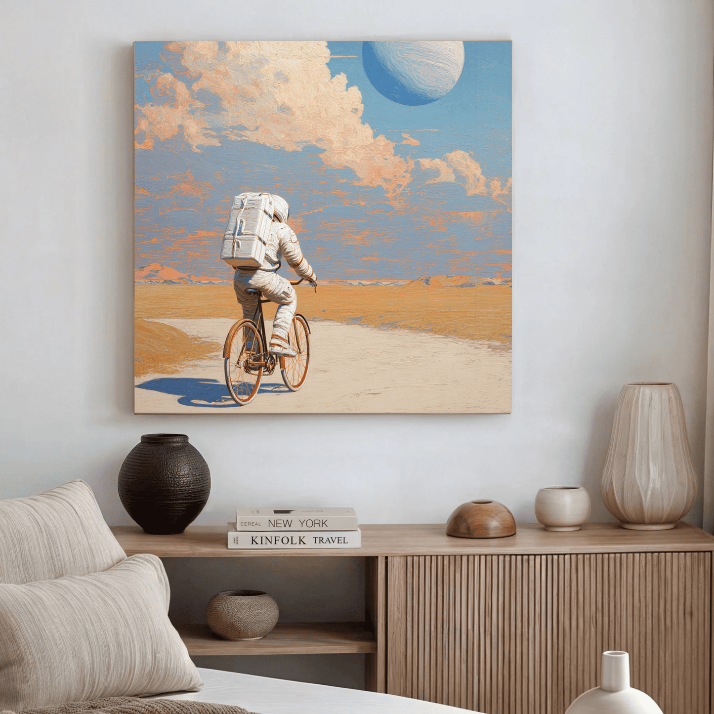 Astronaut Space Modern Painting, Cosmic Galaxy Wall Art, Contemporary Space Exploration Canvas Print, Sci-Fi Living Room Poster, Futuristic Home Decor Artwork