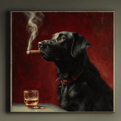 Black Labrador Dog Fun Art, Cute Labrador Wall Art Print, Modern Pet Canvas Poster, Playful Dog Home Decor, Contemporary Animal Artwork