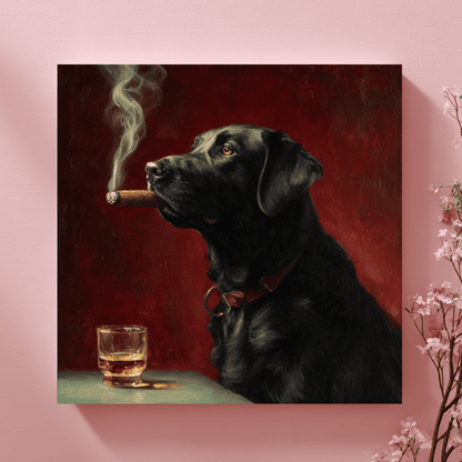 Black Labrador Dog Fun Art, Cute Labrador Wall Art Print, Modern Pet Canvas Poster, Playful Dog Home Decor, Contemporary Animal Artwork
