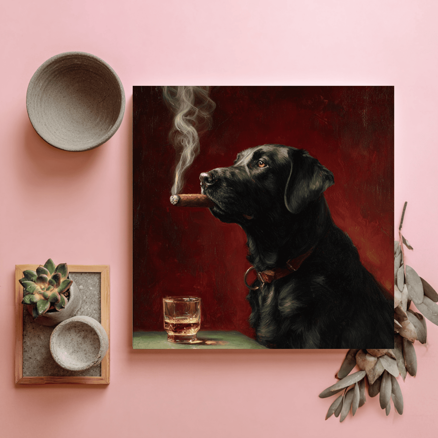 Black Labrador Dog Fun Art, Cute Labrador Wall Art Print, Modern Pet Canvas Poster, Playful Dog Home Decor, Contemporary Animal Artwork