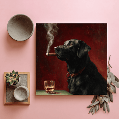 Black Labrador Dog Fun Art, Cute Labrador Wall Art Print, Modern Pet Canvas Poster, Playful Dog Home Decor, Contemporary Animal Artwork