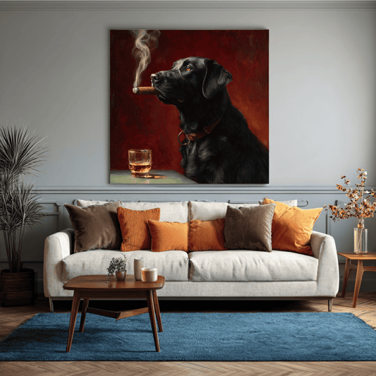 Black Labrador Dog Fun Art, Cute Labrador Wall Art Print, Modern Pet Canvas Poster, Playful Dog Home Decor, Contemporary Animal Artwork