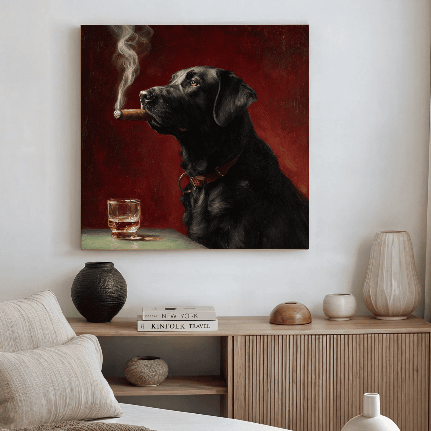 Black Labrador Dog Fun Art, Cute Labrador Wall Art Print, Modern Pet Canvas Poster, Playful Dog Home Decor, Contemporary Animal Artwork