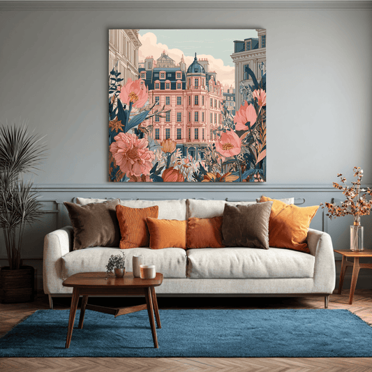 Detailed Classic Frame Artwork, Elegant Vintage Wall Art, Luxury Ornamental Canvas Print, Traditional Home Decor, Timeless Living Room Artwork