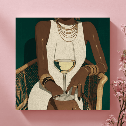 Elegant Fashion Figure Art, Modern Black Woman Wall Art, Luxury Feminine Canvas Print, Contemporary Glam Home Decor, Stylish Portrait Artwork