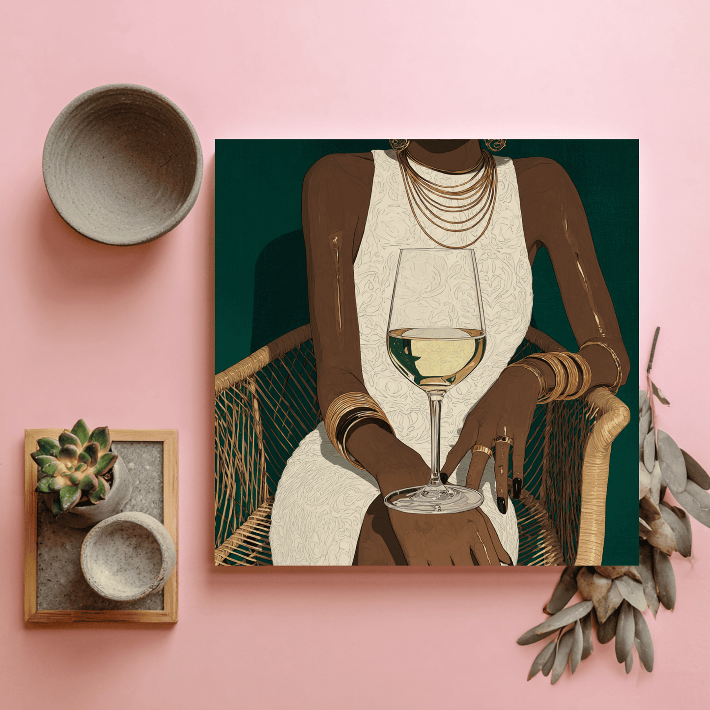 Elegant Fashion Figure Art, Modern Black Woman Wall Art, Luxury Feminine Canvas Print, Contemporary Glam Home Decor, Stylish Portrait Artwork