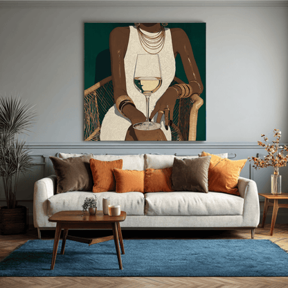 Elegant Fashion Figure Art, Modern Black Woman Wall Art, Luxury Feminine Canvas Print, Contemporary Glam Home Decor, Stylish Portrait Artwork