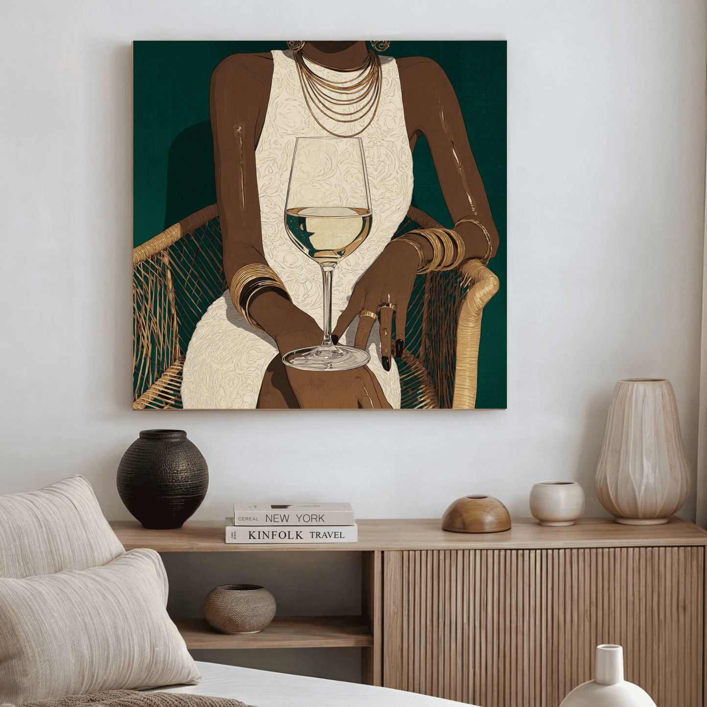Elegant Fashion Figure Art, Modern Black Woman Wall Art, Luxury Feminine Canvas Print, Contemporary Glam Home Decor, Stylish Portrait Artwork