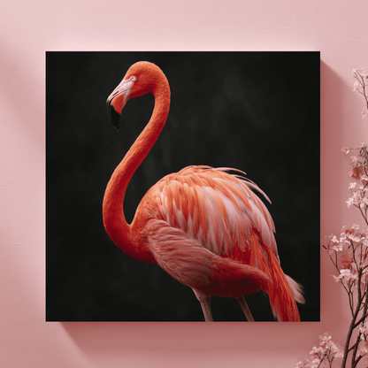 Flamingo Coral Pink Wall Art, Tropical Bird Canvas Print, Elegant Flamingo Poster, Modern Wildlife Home Decor, Contemporary Nature Artwork
