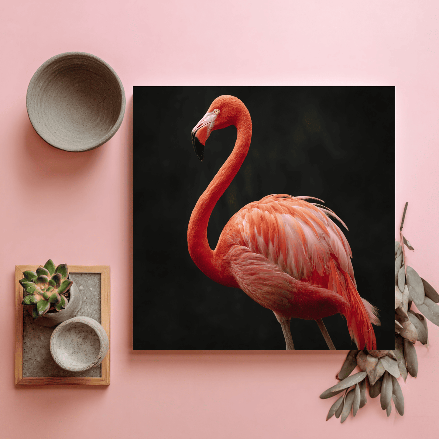 Flamingo Coral Pink Wall Art, Tropical Bird Canvas Print, Elegant Flamingo Poster, Modern Wildlife Home Decor, Contemporary Nature Artwork
