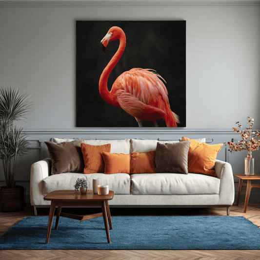 Flamingo Coral Pink Wall Art, Tropical Bird Canvas Print, Elegant Flamingo Poster, Modern Wildlife Home Decor, Contemporary Nature Artwork