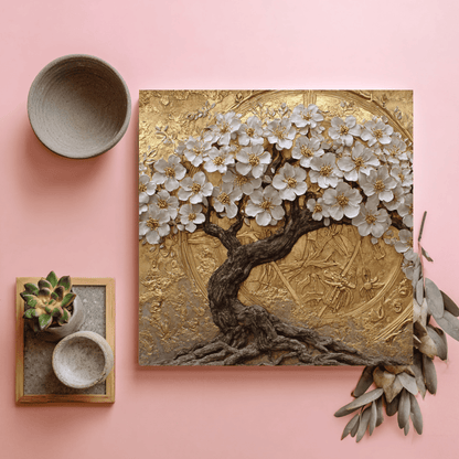 Gold White Relief Texture Art, Luxury Abstract Wall Decor, Elegant Textured Canvas Print, Modern Minimalist Living Room Poster, Contemporary Home Artwork