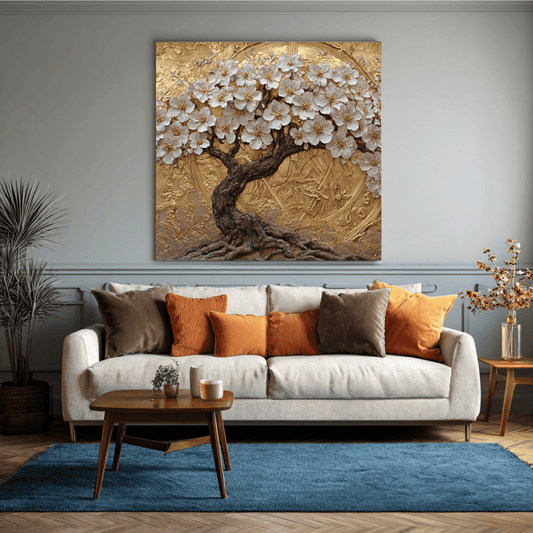 Gold White Relief Texture Art, Luxury Abstract Wall Decor, Elegant Textured Canvas Print, Modern Minimalist Living Room Poster, Contemporary Home Artwork