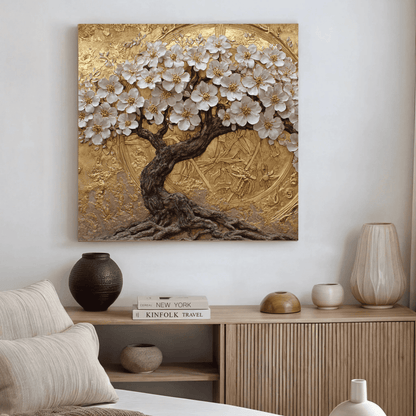 Gold White Relief Texture Art, Luxury Abstract Wall Decor, Elegant Textured Canvas Print, Modern Minimalist Living Room Poster, Contemporary Home Artwork