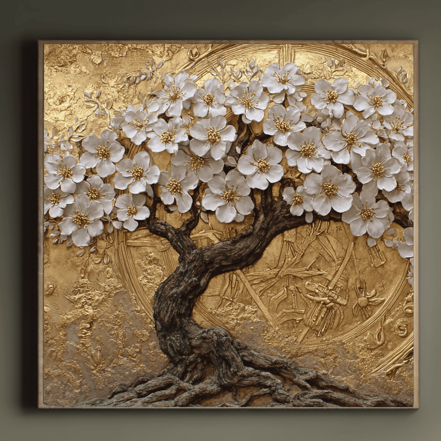 Gold White Relief Texture Art, Luxury Abstract Wall Decor, Elegant Textured Canvas Print, Modern Minimalist Living Room Poster, Contemporary Home Artwork