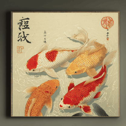 Koi Fish Japanese Style Art, Elegant Asian Wall Decor, Traditional Japanese Inspired Canvas Print, Modern Zen Living Room Poster, Contemporary Home Artwork