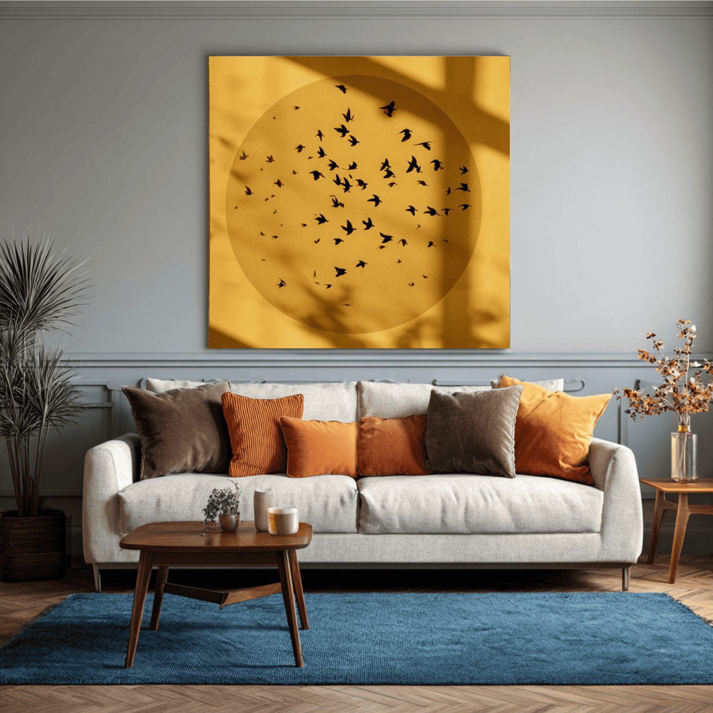 Mustard Yellow Modern Wall Frame, Minimalist Abstract Wall Art, Contemporary Canvas Print, Stylish Living Room Poster, Modern Home Decor Artwork