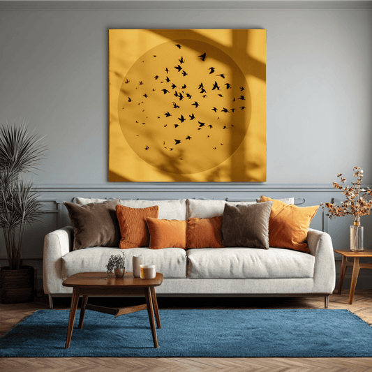 Mustard Yellow Modern Wall Frame, Minimalist Abstract Wall Art, Contemporary Canvas Print, Stylish Living Room Poster, Modern Home Decor Artwork