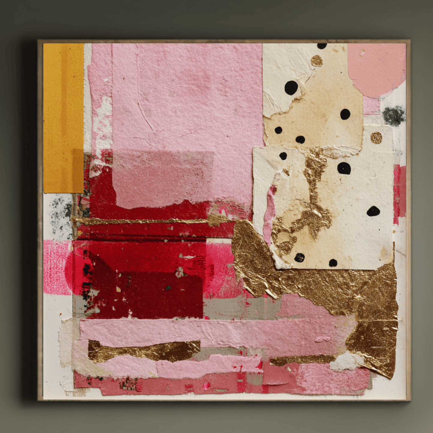 Pink Abstract Texture Wall Art, Modern Collage Canvas Print, Contemporary Mixed Media Poster, Minimalist Pink Home Decor, Artistic Abstract Artwork