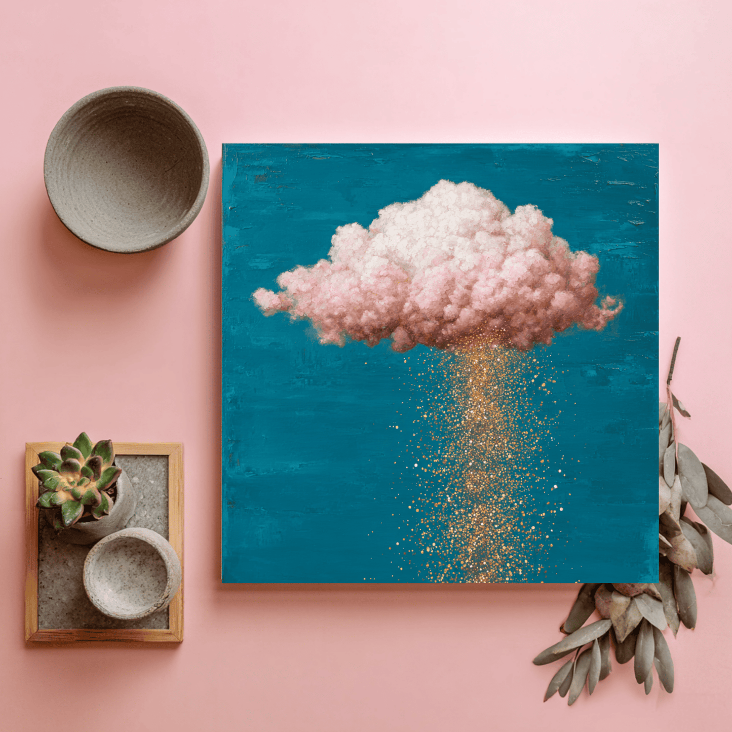 Pink Cloud Abstract Wall Art, Dreamy Pastel Cloud Canvas Print, Modern Fantasy Sky Poster, Contemporary Minimalist Home Decor, Elegant Abstract Artwork