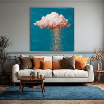 Pink Cloud Abstract Wall Art, Dreamy Pastel Cloud Canvas Print, Modern Fantasy Sky Poster, Contemporary Minimalist Home Decor, Elegant Abstract Artwork