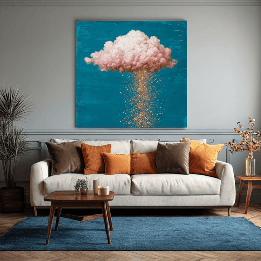 Pink Cloud Abstract Wall Art, Dreamy Pastel Cloud Canvas Print, Modern Fantasy Sky Poster, Contemporary Minimalist Home Decor, Elegant Abstract Artwork