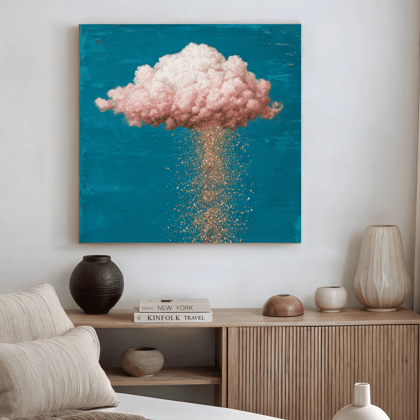 Pink Cloud Abstract Wall Art, Dreamy Pastel Cloud Canvas Print, Modern Fantasy Sky Poster, Contemporary Minimalist Home Decor, Elegant Abstract Artwork