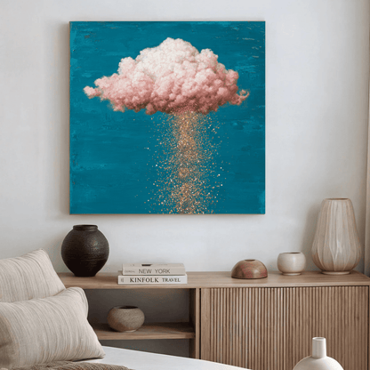 Pink Cloud Abstract Wall Art, Dreamy Pastel Cloud Canvas Print, Modern Fantasy Sky Poster, Contemporary Minimalist Home Decor, Elegant Abstract Artwork
