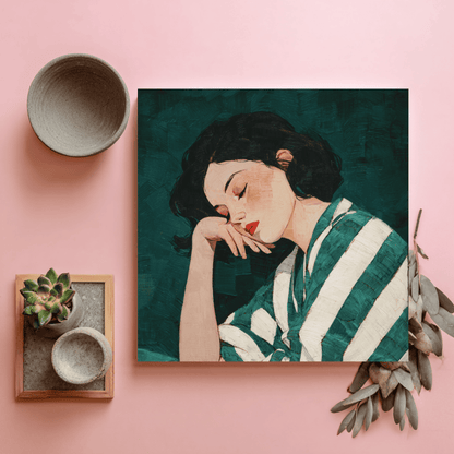 Sleeping Woman Minimal Wall Art, Modern Abstract Female Canvas Print, Elegant Line Art Poster, Contemporary Neutral Home Decor, Minimalist Bedroom Artwork