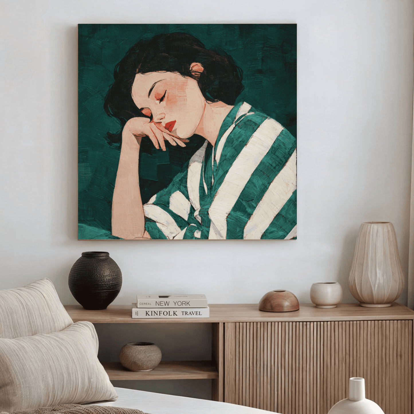 Sleeping Woman Minimal Wall Art, Modern Abstract Female Canvas Print, Elegant Line Art Poster, Contemporary Neutral Home Decor, Minimalist Bedroom Artwork