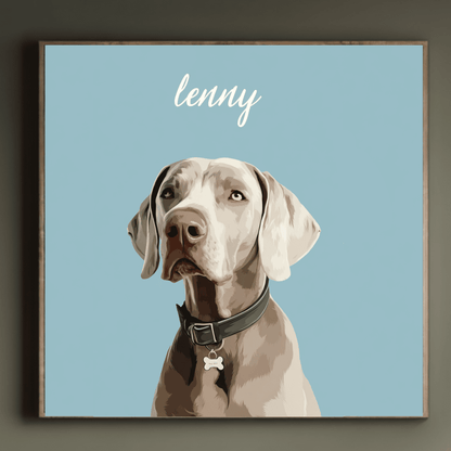 Weimaraner Dog Digital Illustration, Modern Pet Portrait Wall Art, Personalized Dog Canvas Print, Minimalist Puppy Home Decor, Contemporary Animal Artwork