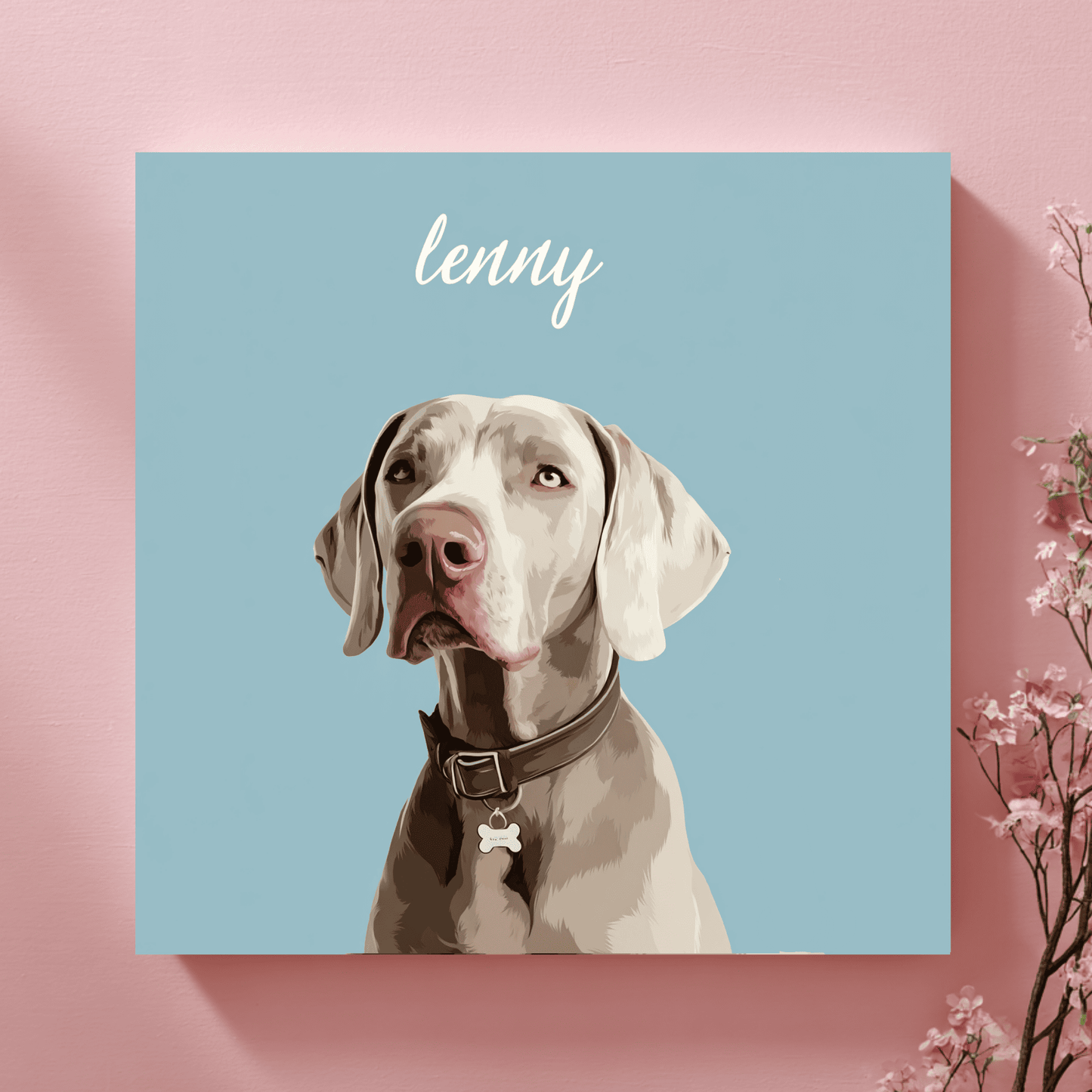Weimaraner Dog Digital Illustration, Modern Pet Portrait Wall Art, Personalized Dog Canvas Print, Minimalist Puppy Home Decor, Contemporary Animal Artwork