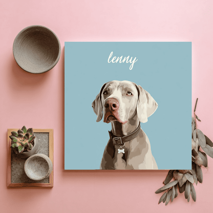 Weimaraner Dog Digital Illustration, Modern Pet Portrait Wall Art, Personalized Dog Canvas Print, Minimalist Puppy Home Decor, Contemporary Animal Artwork