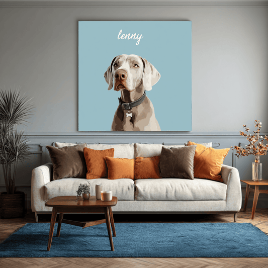 Weimaraner Dog Digital Illustration, Modern Pet Portrait Wall Art, Personalized Dog Canvas Print, Minimalist Puppy Home Decor, Contemporary Animal Artwork
